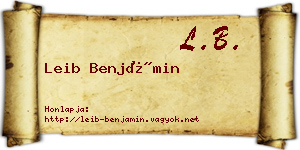 Leib Benjámin névjegykártya
