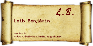 Leib Benjámin névjegykártya